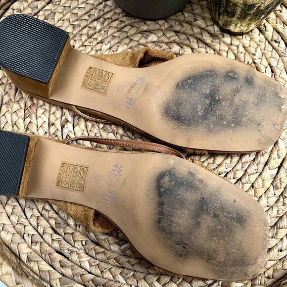 Miim Brown Genuine Leather Suede Square Toe Sandal Size 10 - Picture 6 of 10